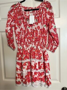 Pink Floral Tiered Casual Dress with Smocked Waist